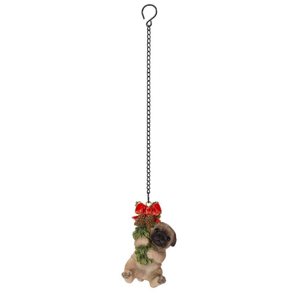 Vivid Arts Hanging Pug Puppy with Wreath Pet Pals