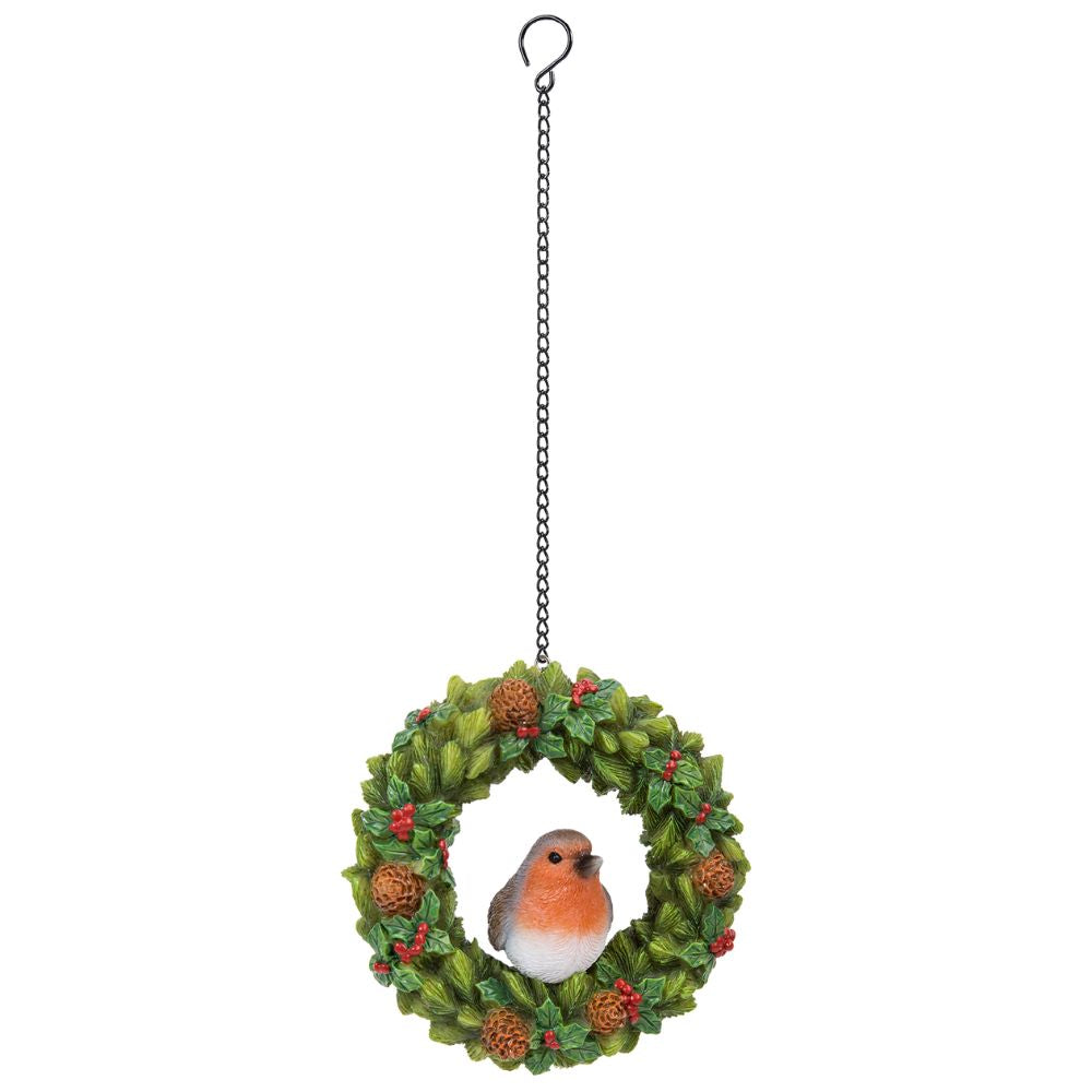 Vivid Arts Hanging Robin In Floral Wreath