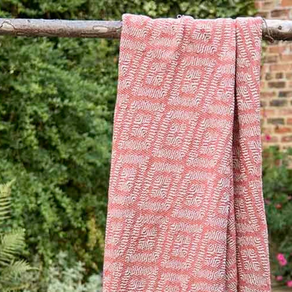 Walton & Co 127cm x 152cm Diamond Recycled Cotton Throw - Coral