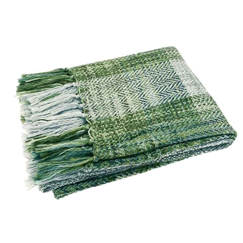 Walton & Co 152cm Tweed Check Throw - Olive