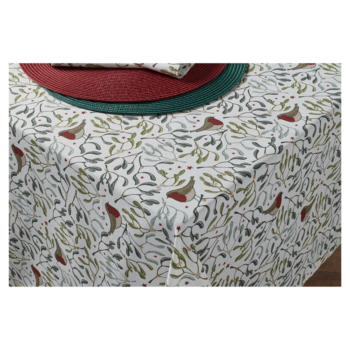 Walton & Co 180cm Robin and Mistletoe Tablecloth