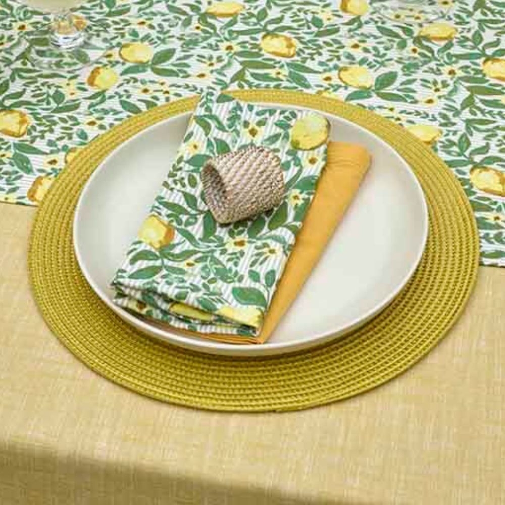 Walton & Co 35cm Circular Ribbed Placemat - Lemon