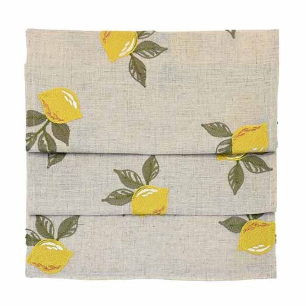 Walton & Co 35cm x 175cm Embroidered Lemon Table Runner