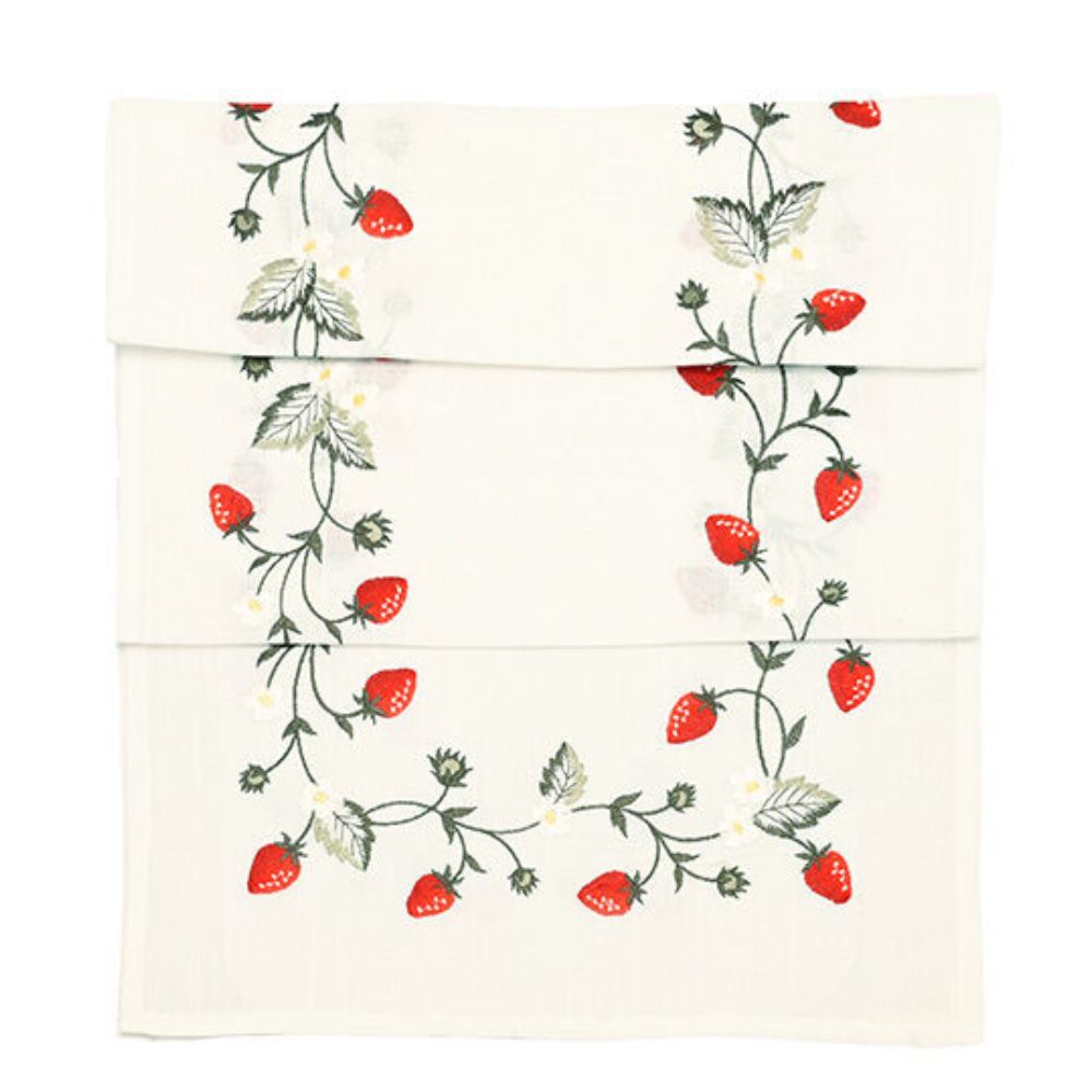 Walton & Co 40cm x 180cm Embroided Strawberry Runner