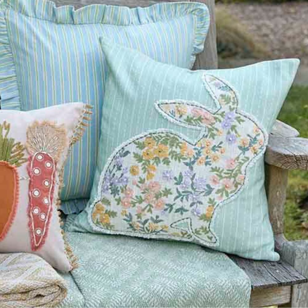 Walton & Co 43cm x 43cm Embroided Rabbit Cushion
