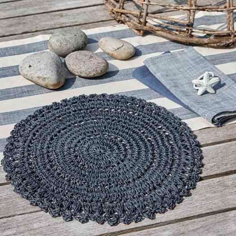 Walton & Co Crochet Paper Placemat - Ink Blue