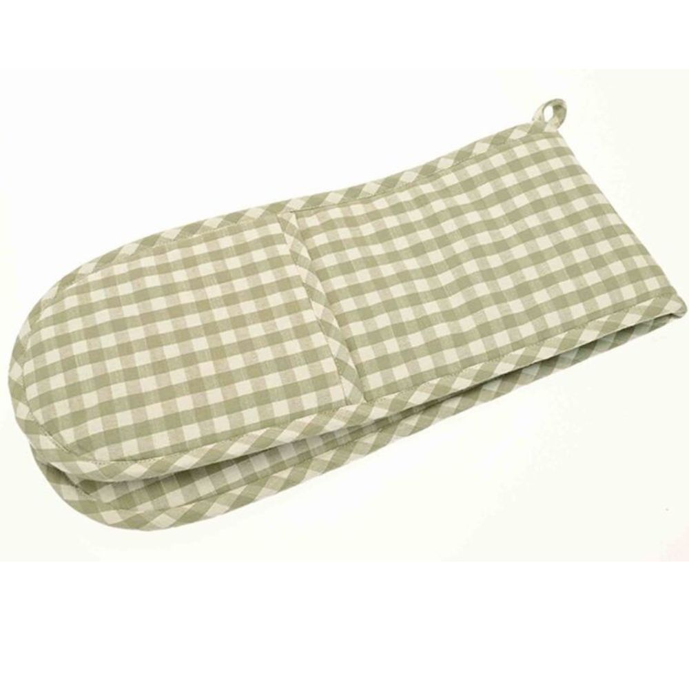 Walton & Co Pale Olive Gingham Double Oven Glove