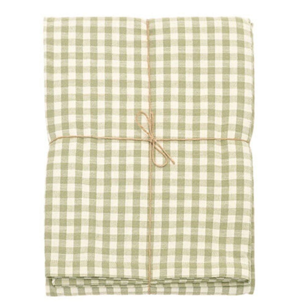 Walton & Co Pale Olive Gingham Tablecloth (130cm x 230cm)