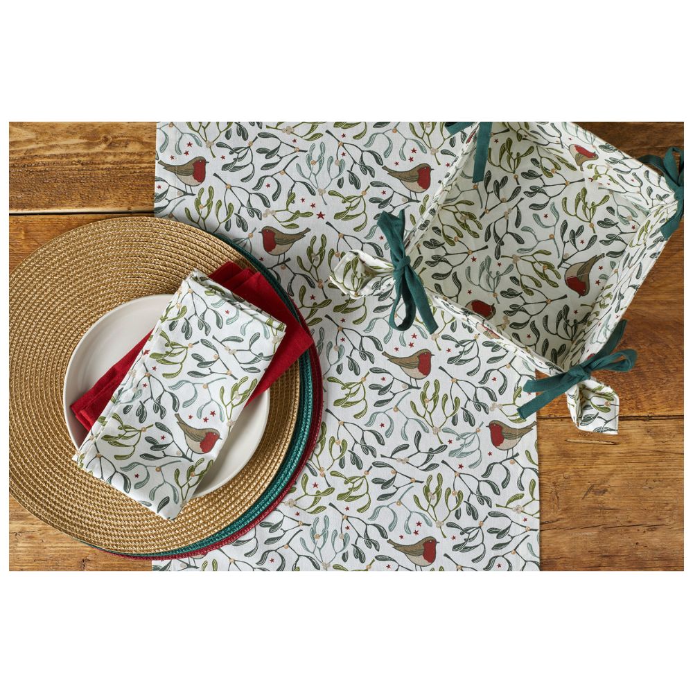 Walton & Co Robin & Mistletoe Bread Basket