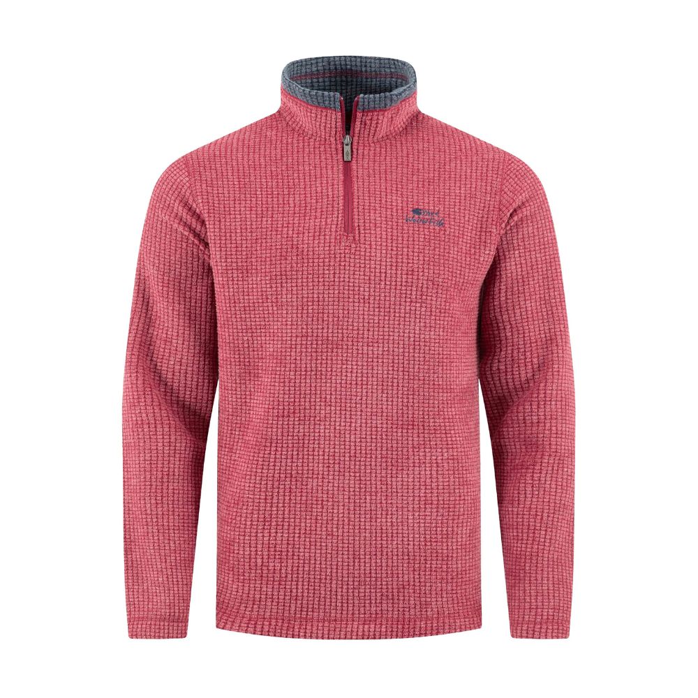 Weird Fish Newark 1/4 Zip Grid Men's Fleece - Rhubarb