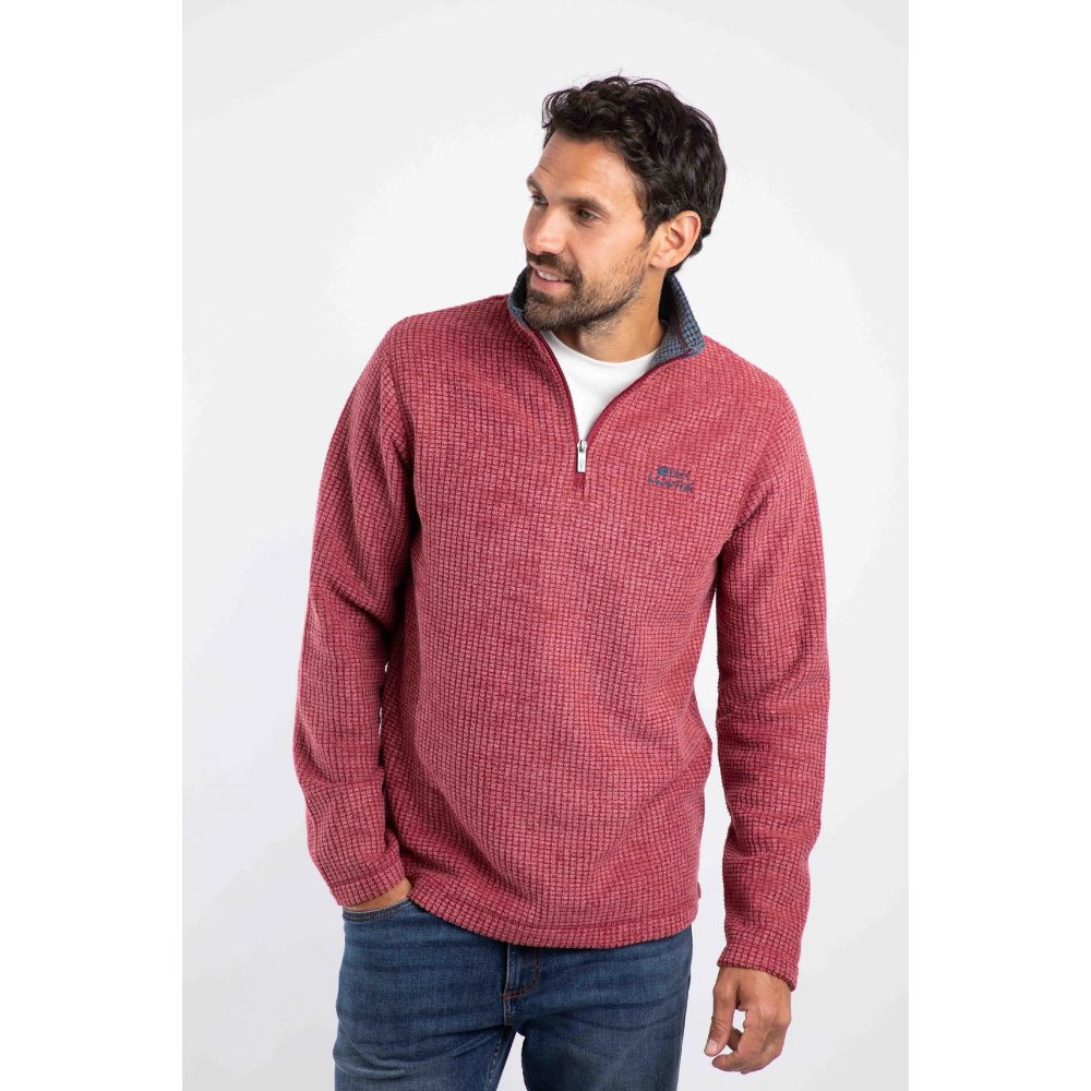 Weird Fish Newark 1/4 Zip Grid Men's Fleece - Rhubarb