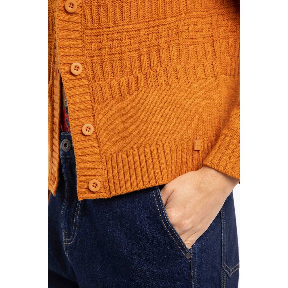 Weird Fish Amiens Eco Mixed Stitch Cardigan - Nut