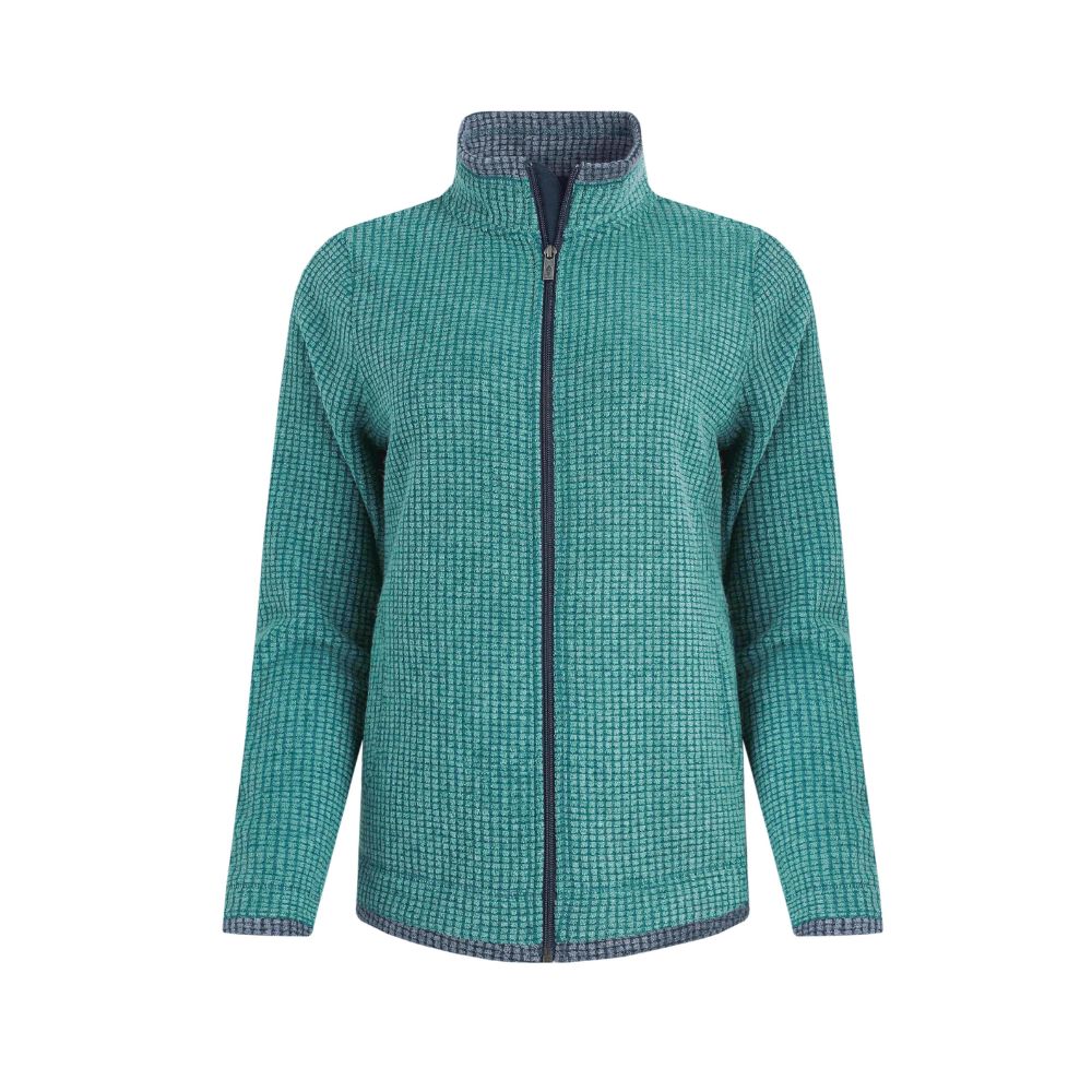Weird Fish Ariana Full Zip Grid Fleece - Leaf Green