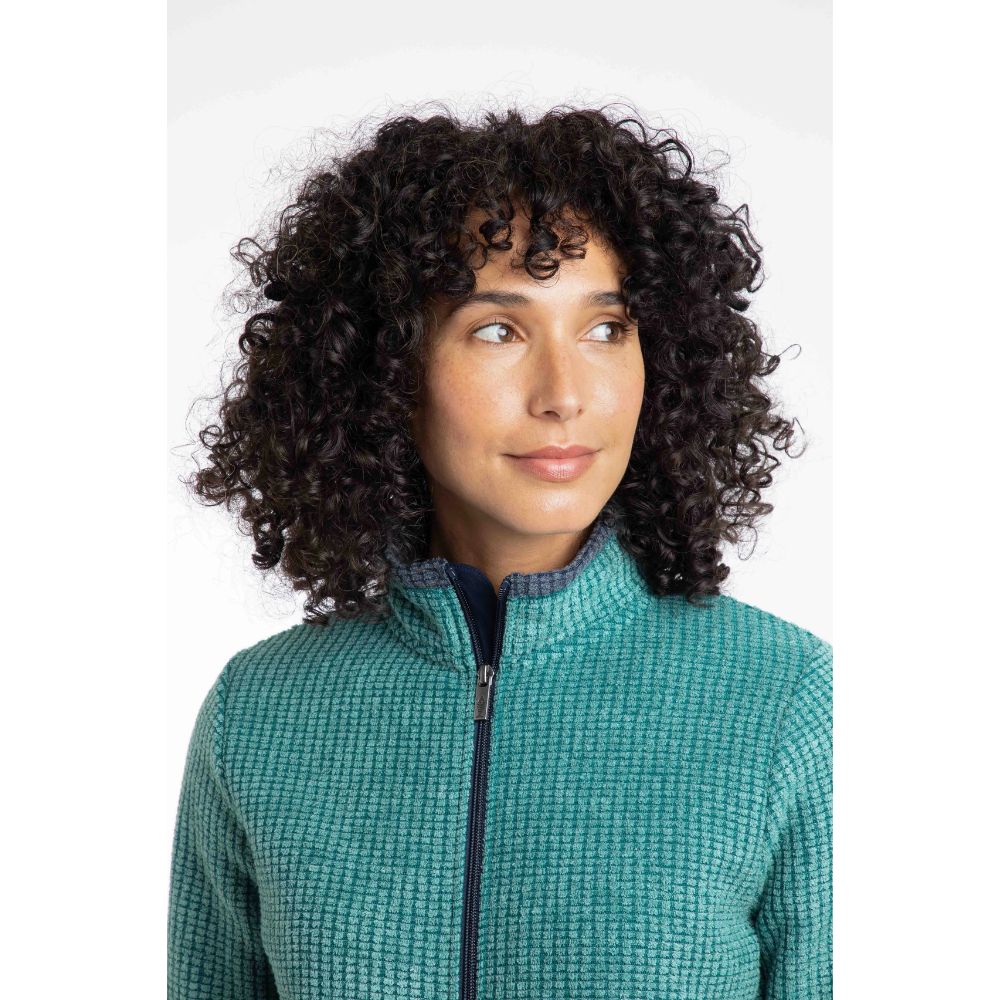 Weird Fish Ariana Full Zip Grid Fleece - Leaf Green