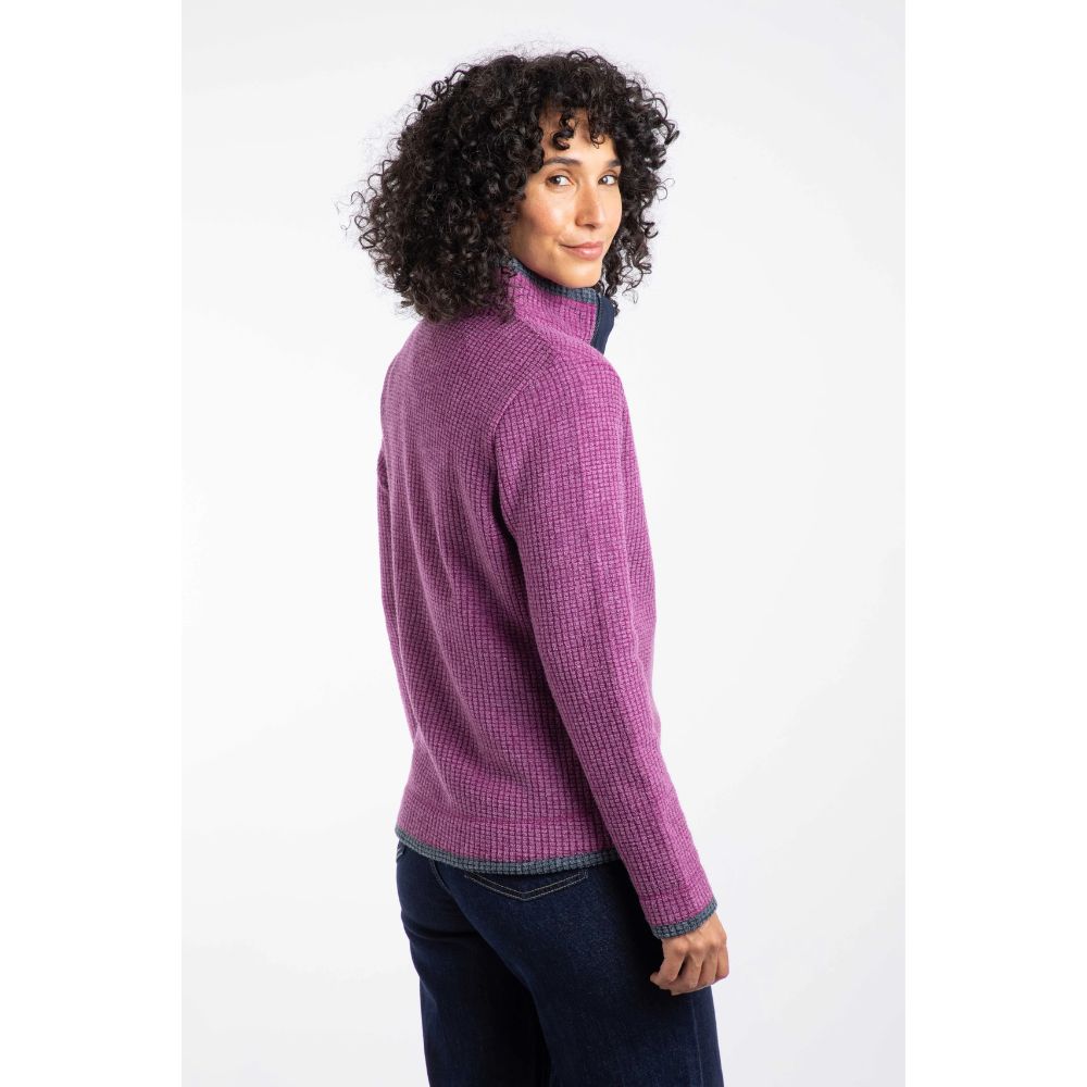 Weird Fish Ariana Full Zip Grid Fleece - Purple Wine
