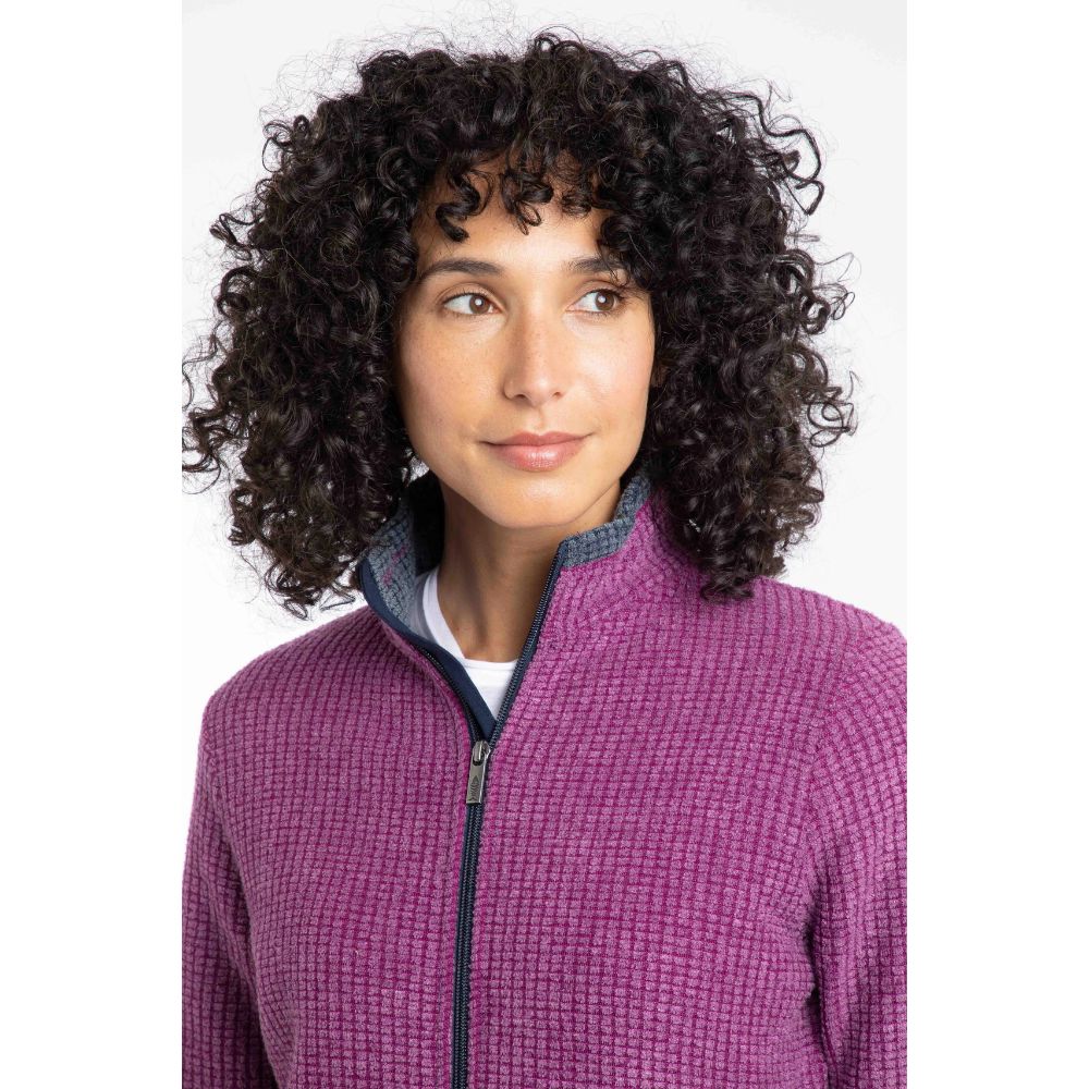 Weird Fish Ariana Full Zip Grid Fleece - Purple Wine