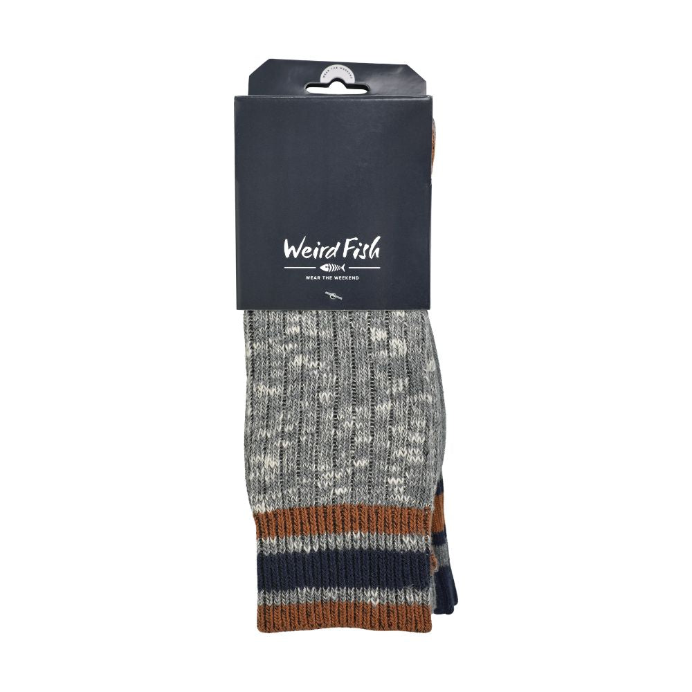 Weird Fish Fernvale Striped Boot Sock - Navy - 7/11