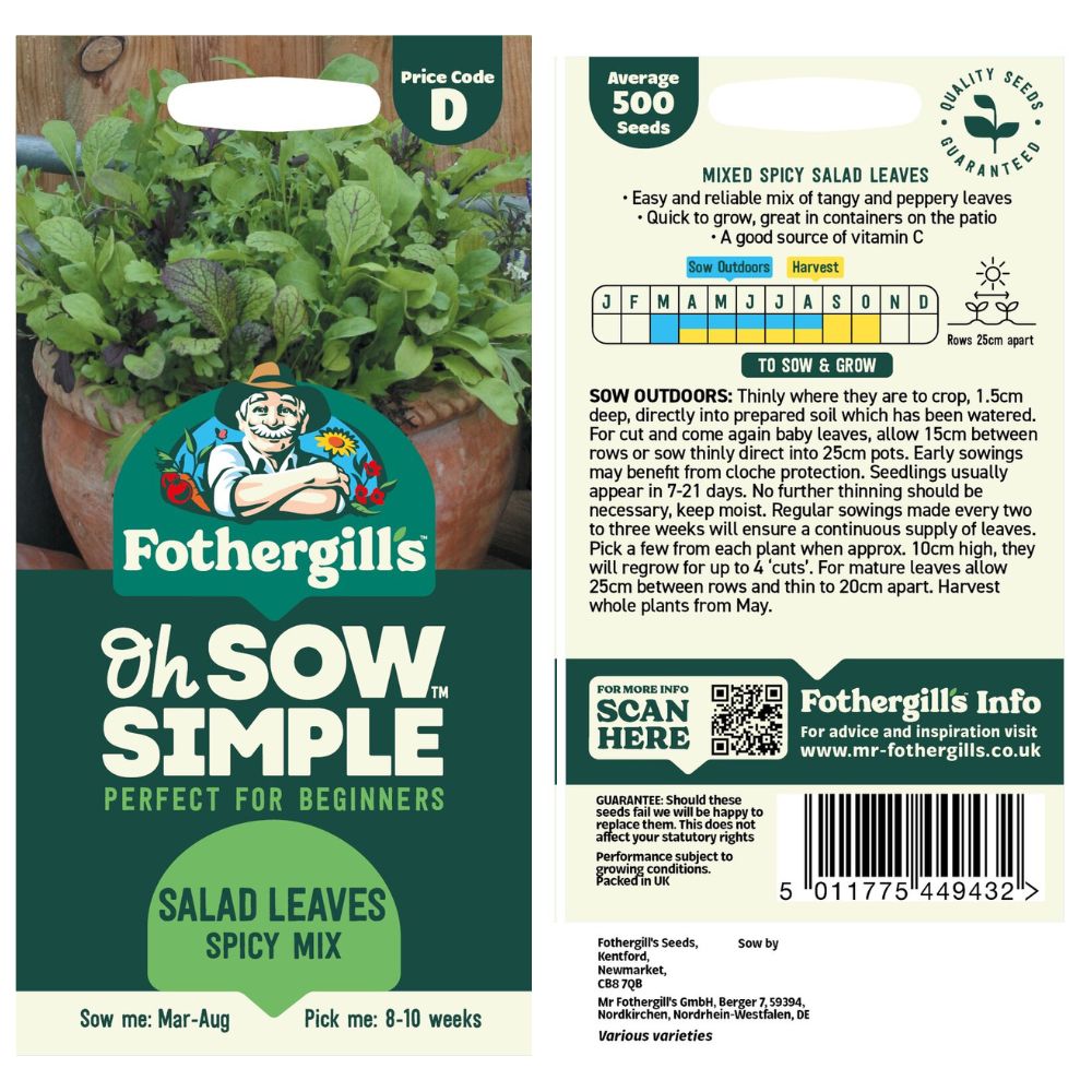 Fothergills Oh Sow Simple Salad Leaves Spicy Mix