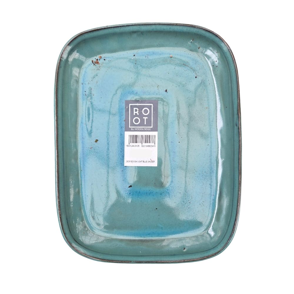 Woodlodge 16cm Glazed Bonsai Saucer - Light Blue