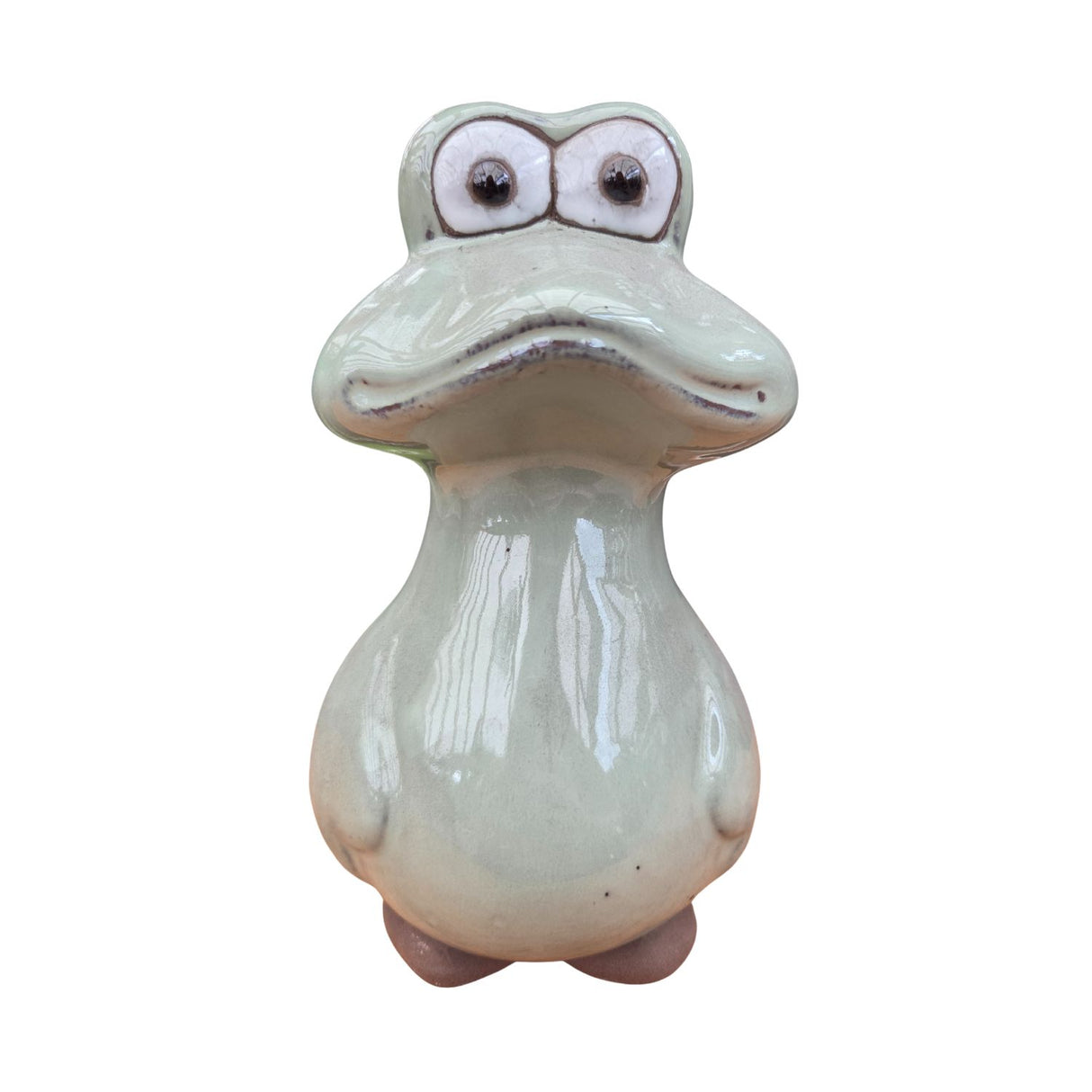 Woodlodge 21.5cm Glazed Frog Garden Ornament - Green