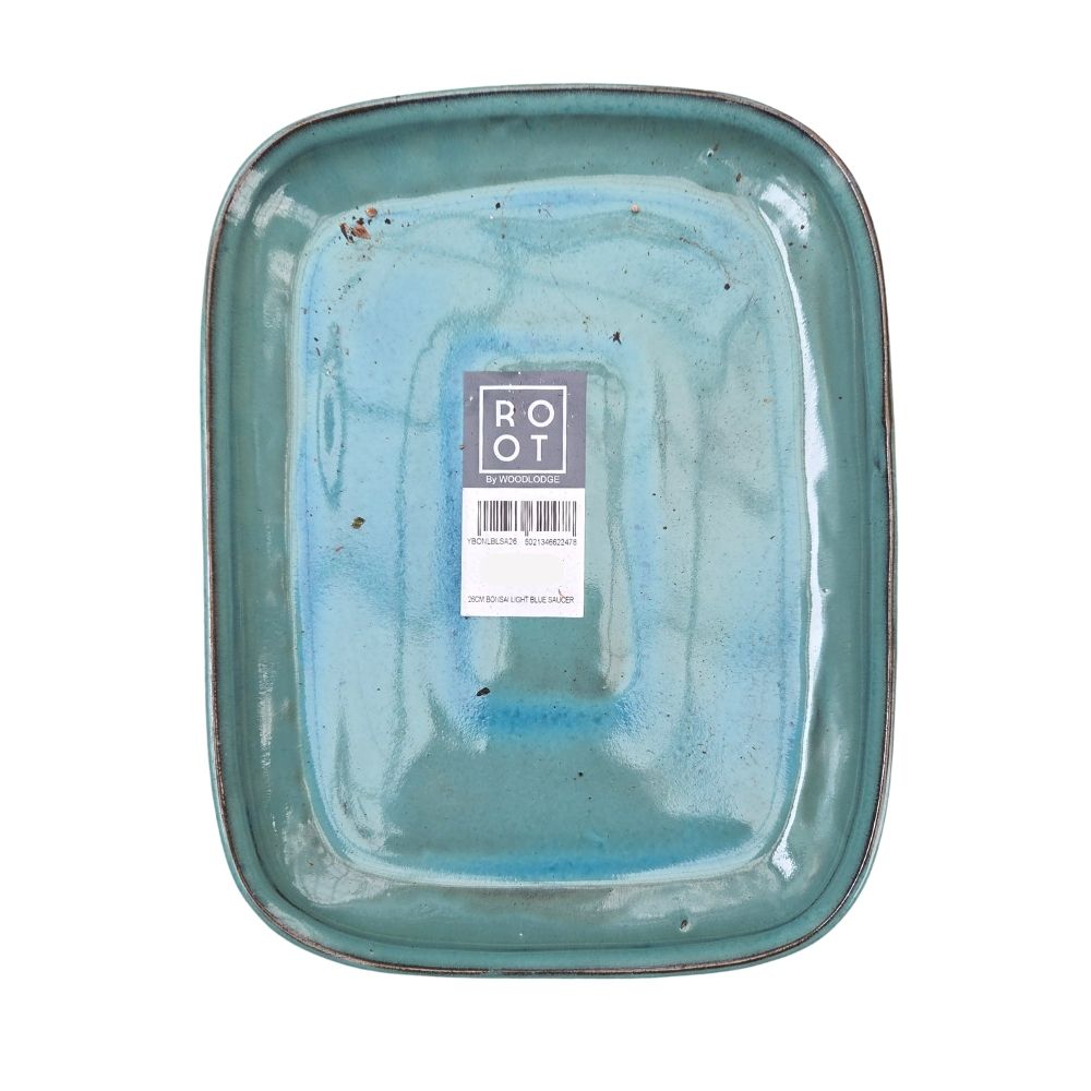 Woodlodge 21cm Glazed Bonsai Saucer - Light Blue