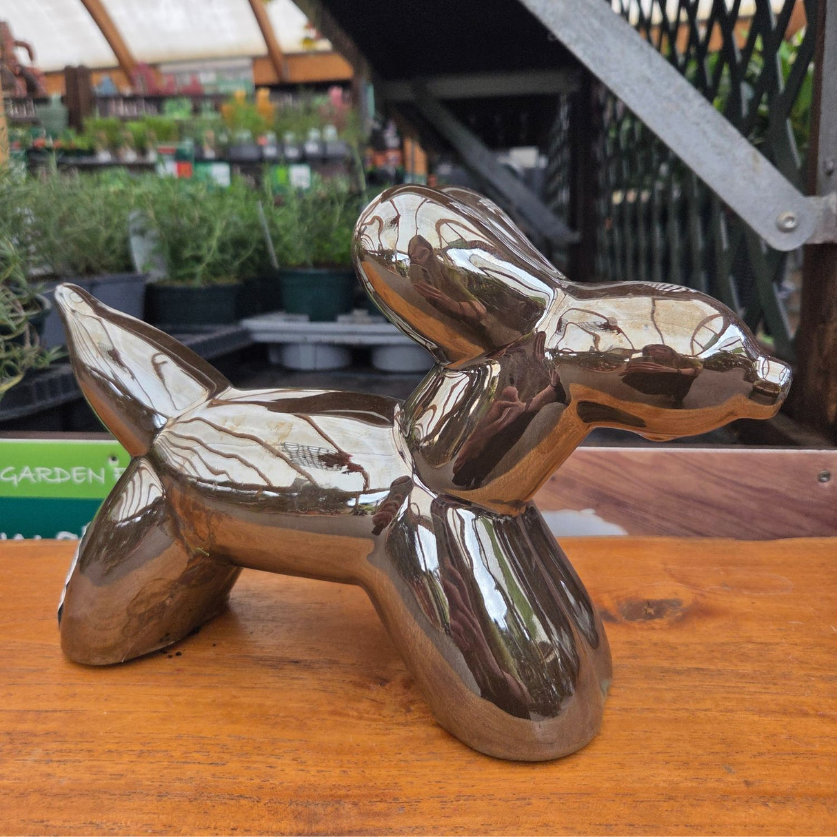 Woodlodge 29cm Glazed Balloon Dog Garden Ornament - Brown