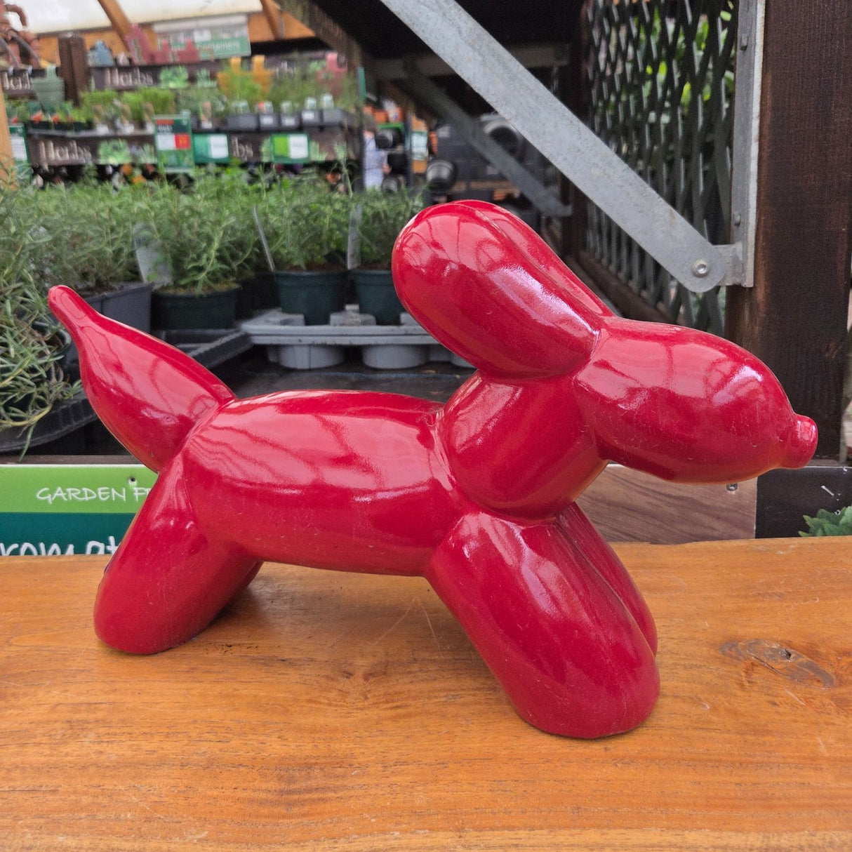 Woodlodge 39.5cm Glazed Balloon Dog Large Garden Ornament - Red