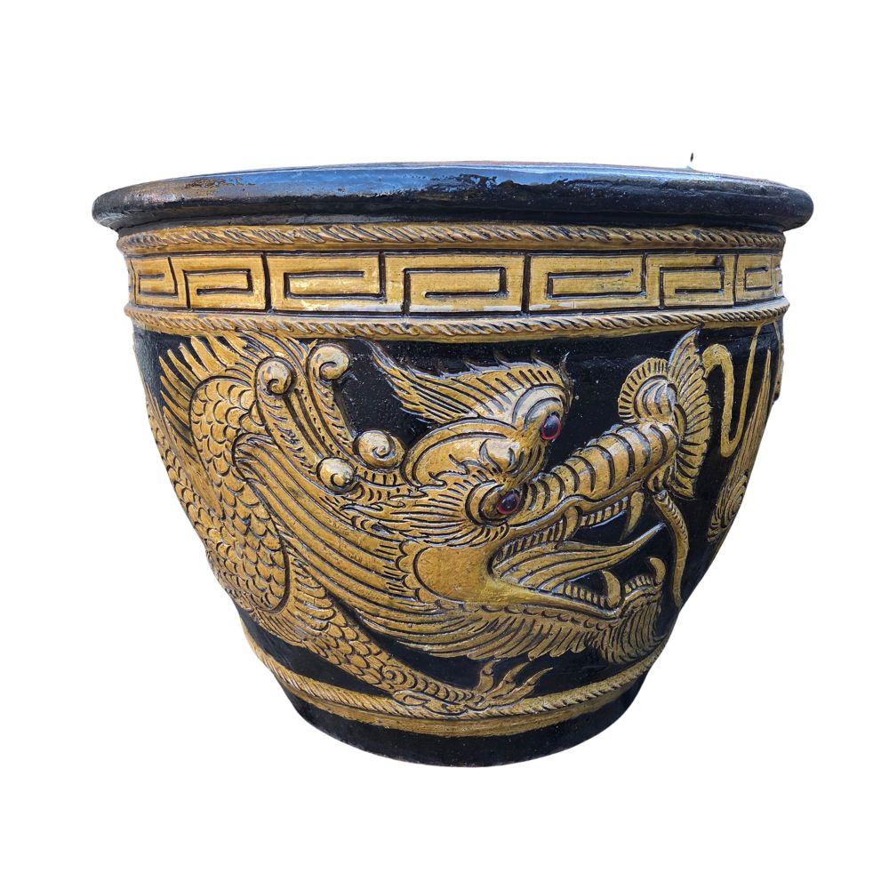 Woodlodge 40cm Dragon Thai Glazed Pot