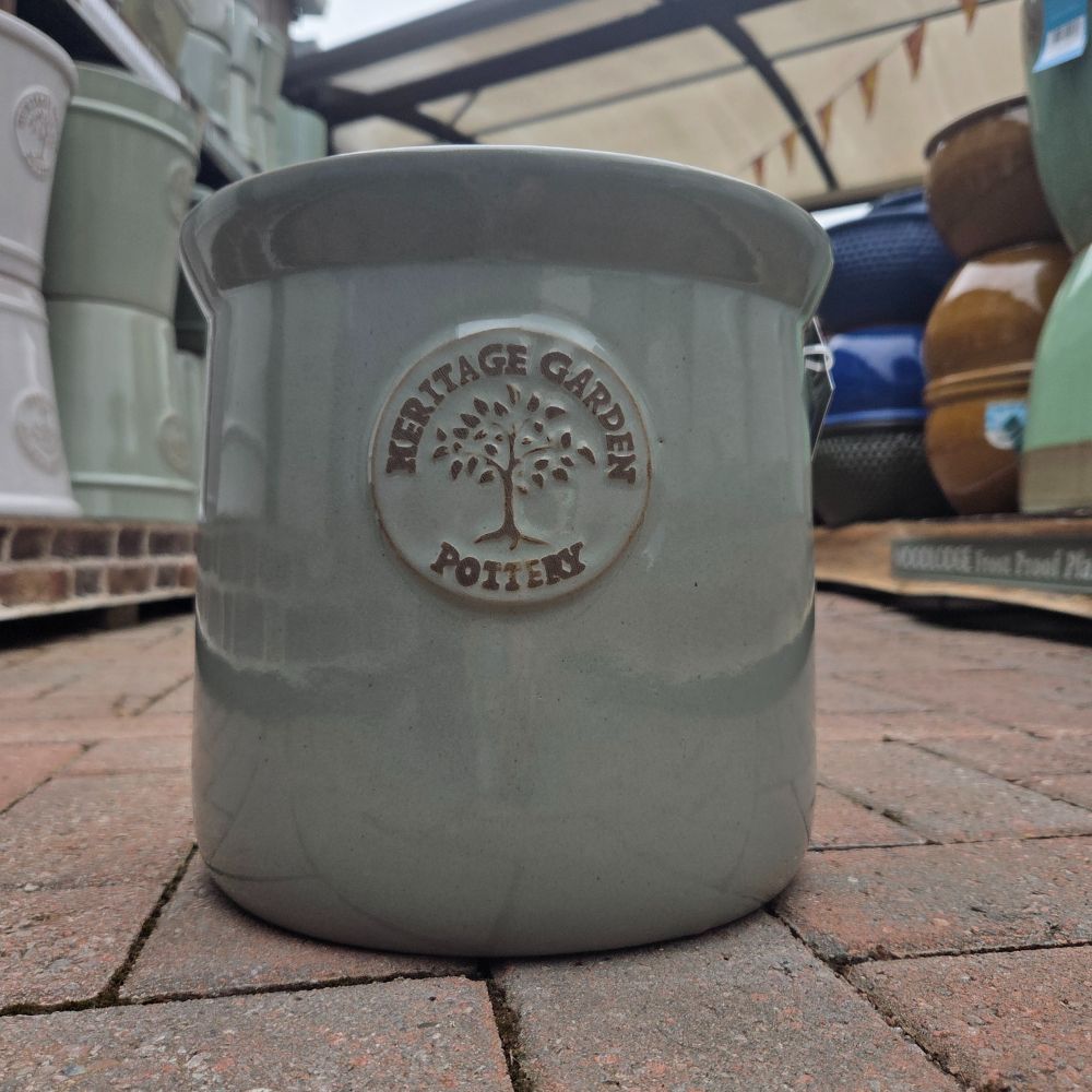Woodlodge 38cm Edmond Heritage Glazed Lipped Garden Pot - Grey/Green
