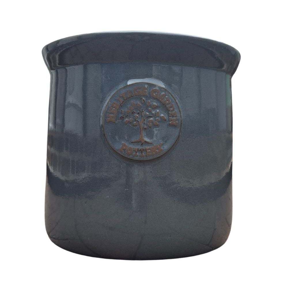 Woodlodge 38cm Edmond Heritage Glazed Lipped Garden Pot - Stone Blue