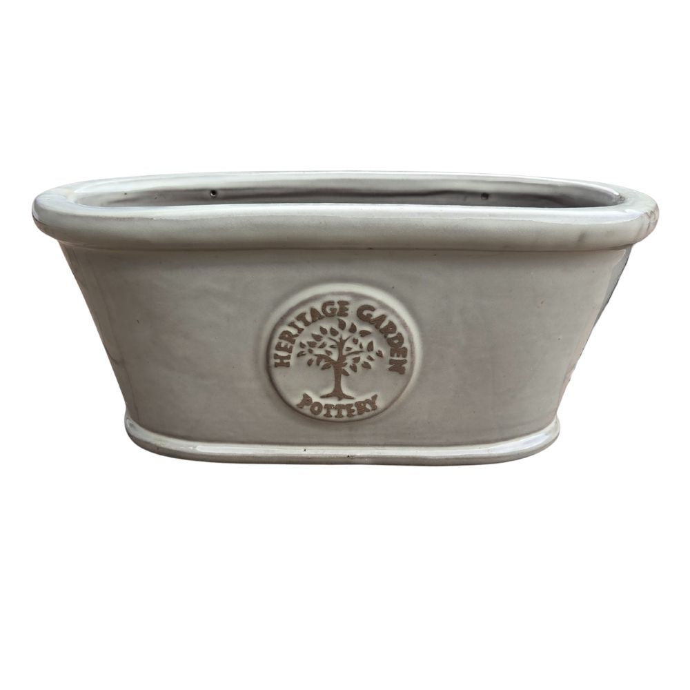 Woodlodge 43cm Edotro Glazed Trough Pot - Cream