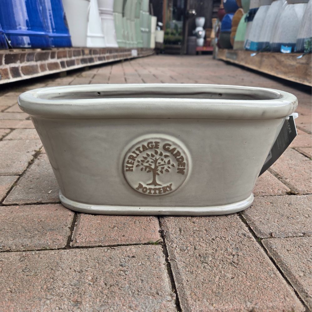 Woodlodge 43cm Edotro Glazed Trough Pot - Cream
