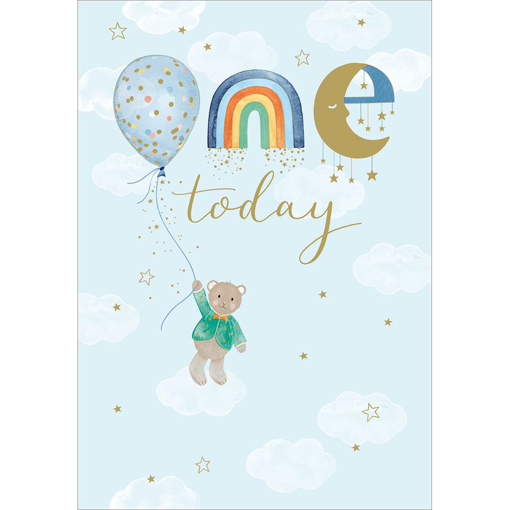 Woodmansterne 1st Teddy Bear Balloons Birthday Card
