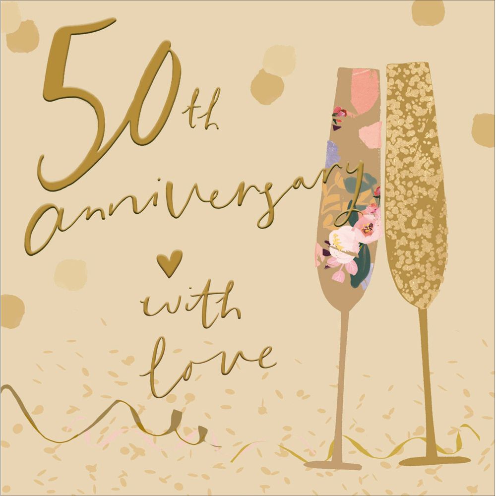 Woodmansterne 50th Anniversary Champagne With Love Card