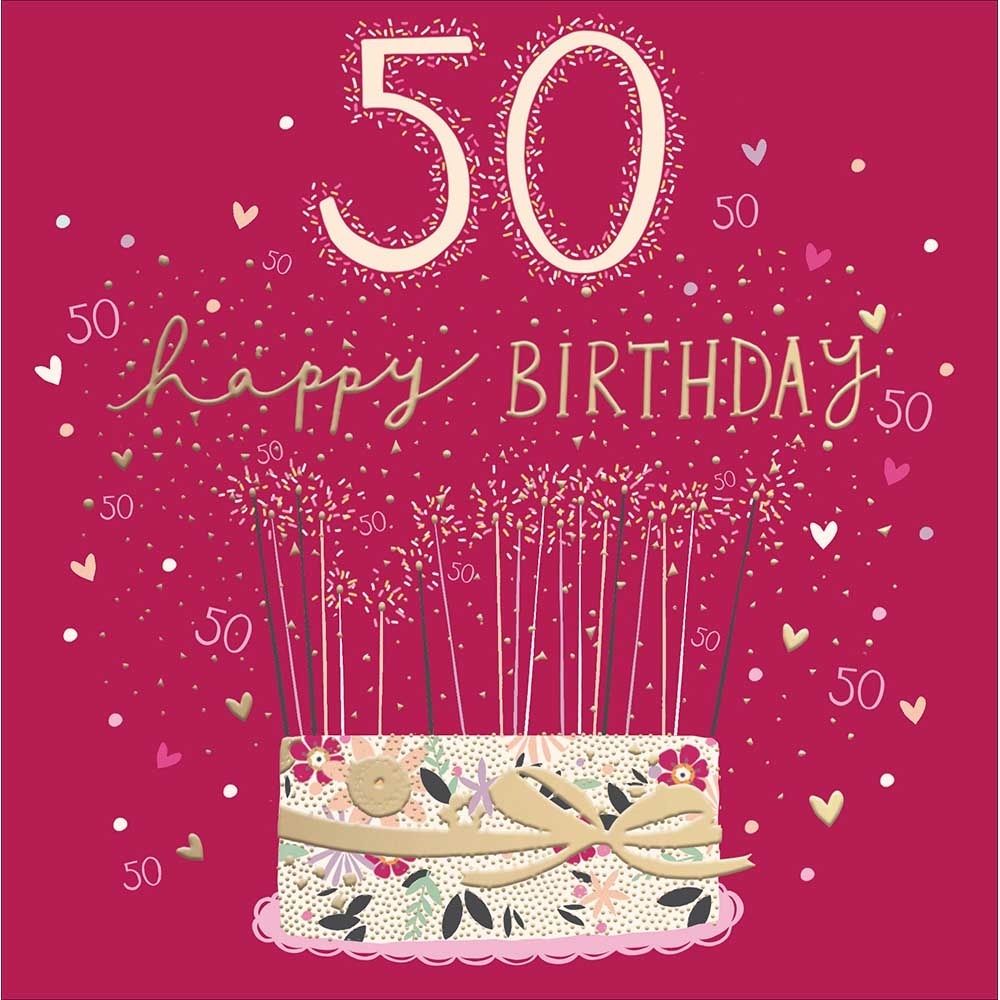 Woodmansterne 50th Cake & Celebrations Birthday Card