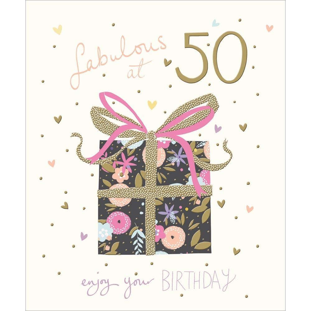 Woodmansterne 50th Fabulous Present Birthday Card
