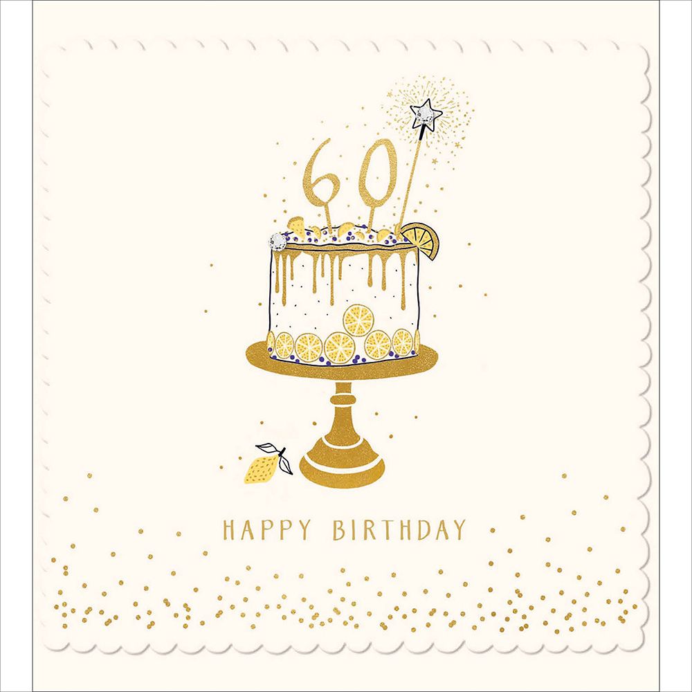Woodmansterne 60th Golden Lemon Cake Birthday Card