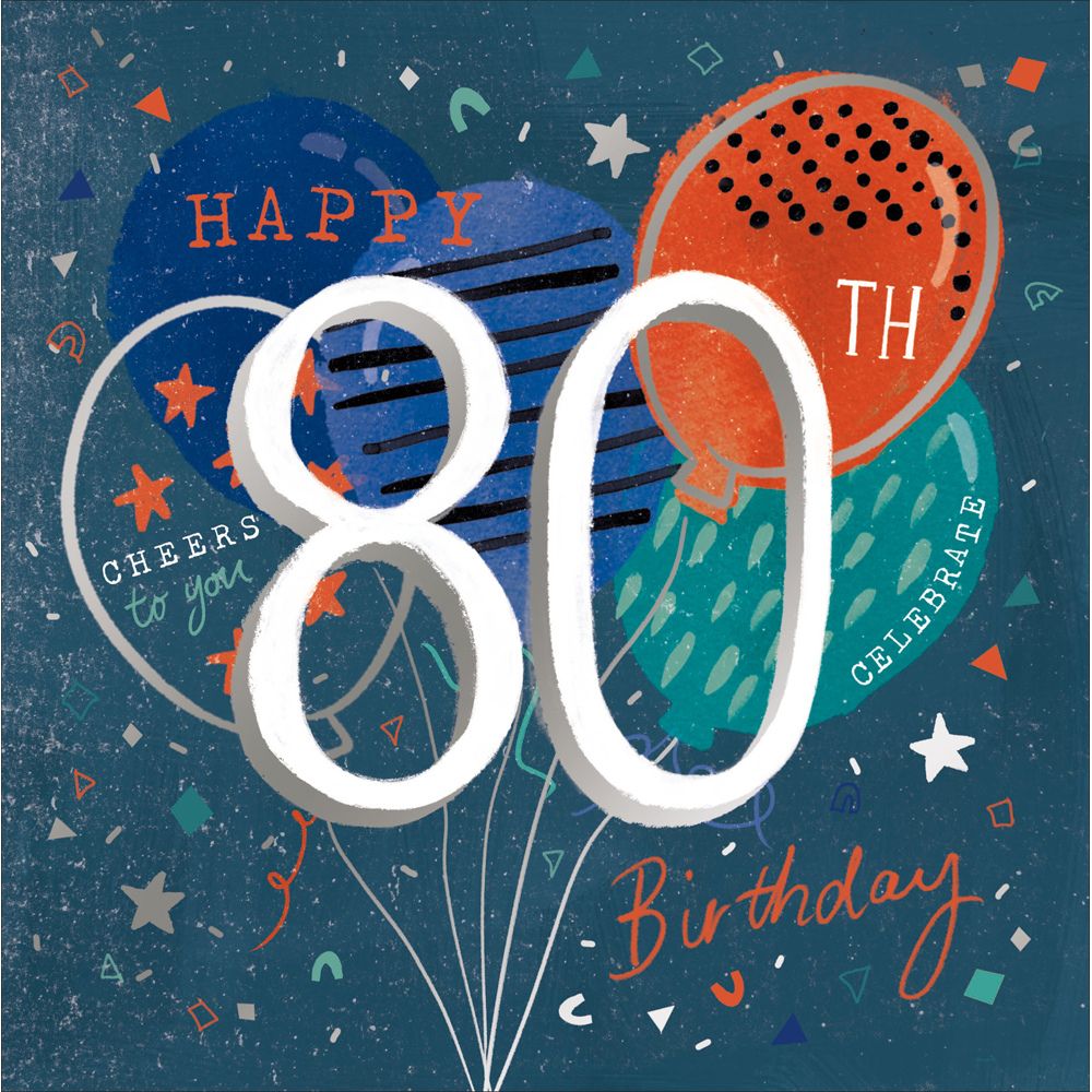 Woodmansterne 80th Balloons Celebrate Birthday Card