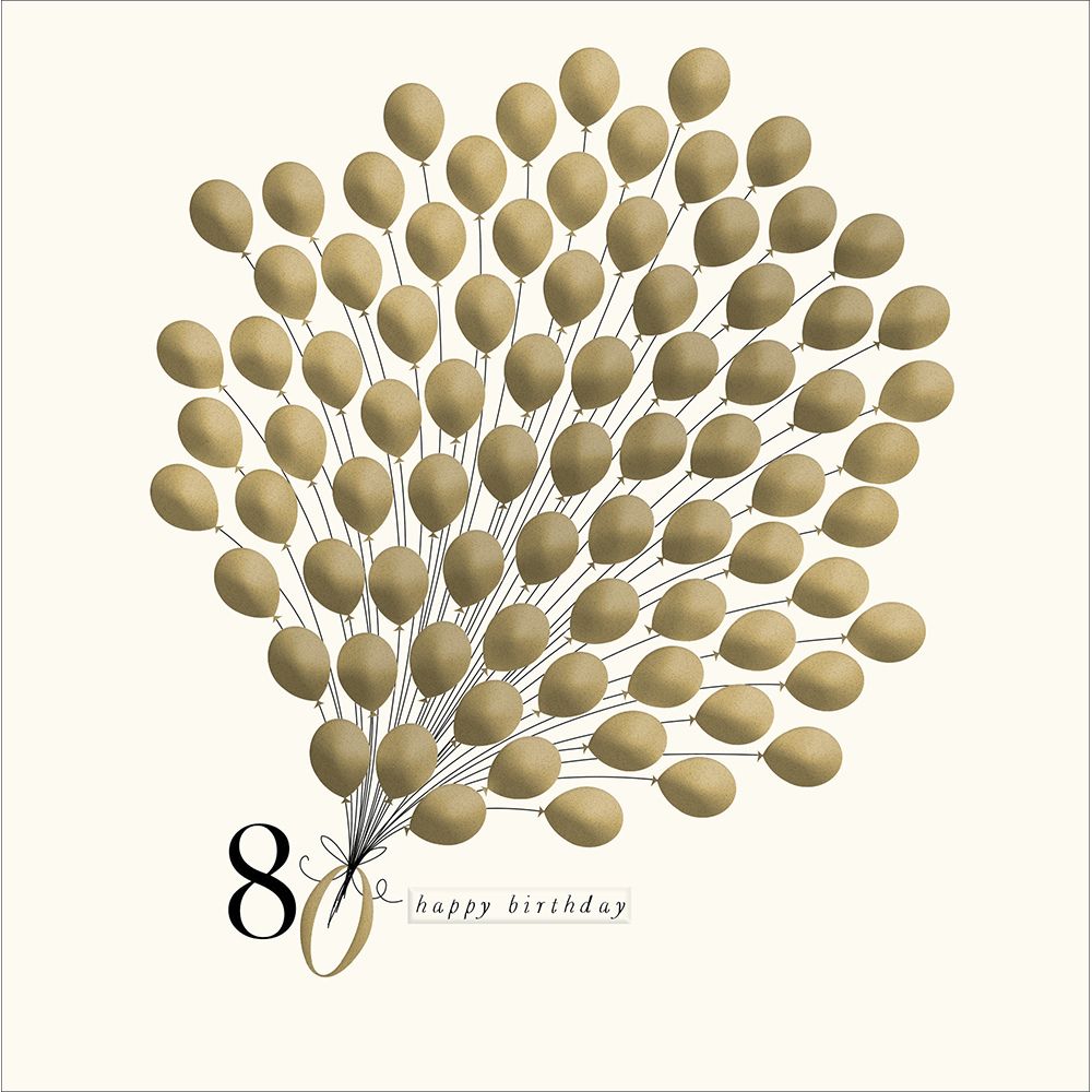 Woodmansterne 80th Golden Balloons Celebration Birthday Card