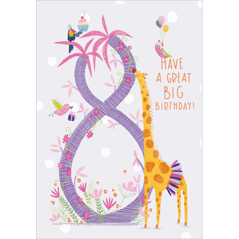 Woodmansterne 8th Giraffe Party Birthday Card
