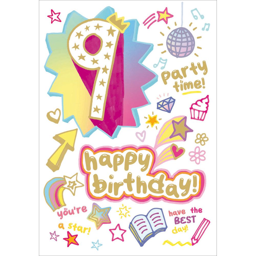 Woodmansterne 9th Party Time Doodles Birthday Card