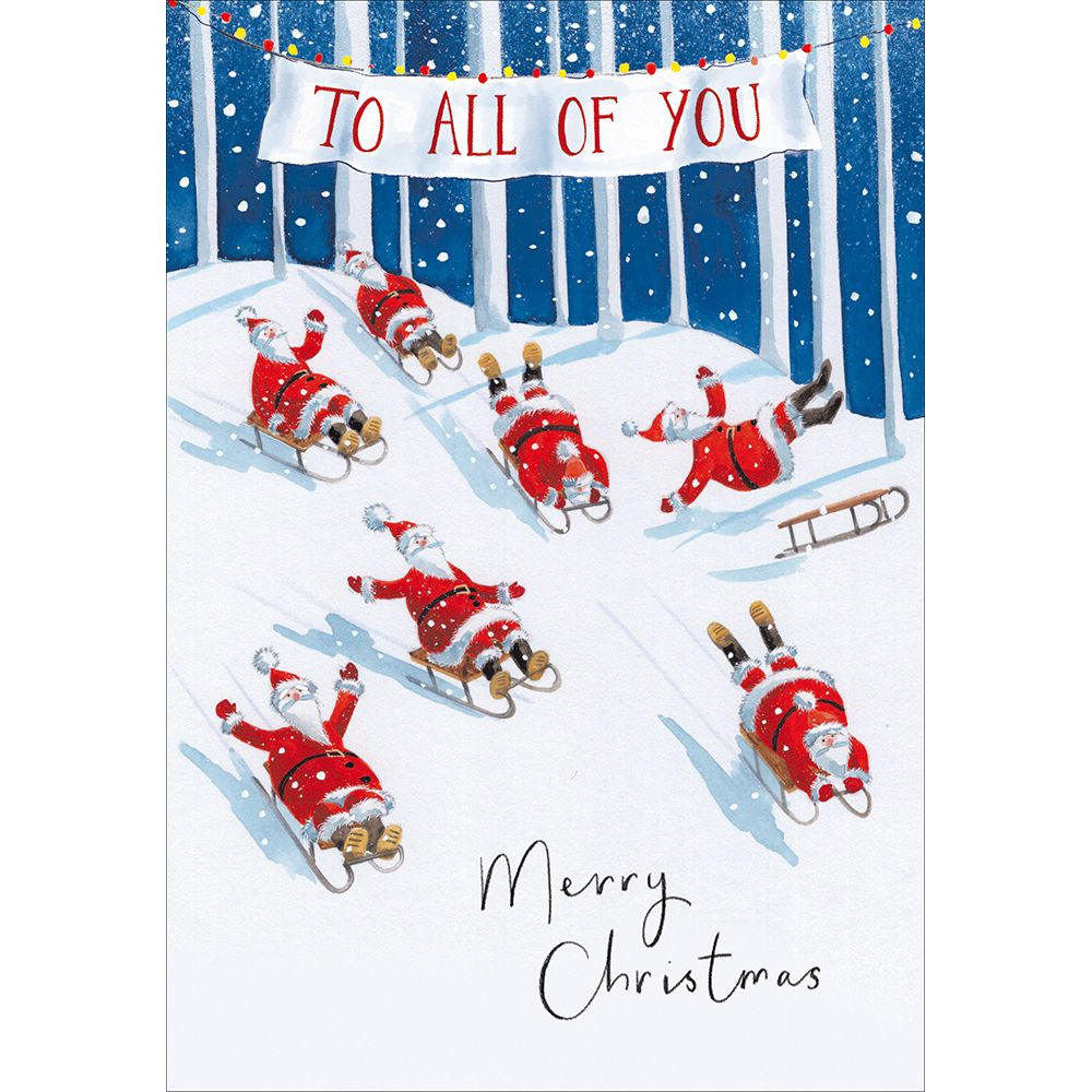Woodmansterne All of You Santa Sledding Christmas Card