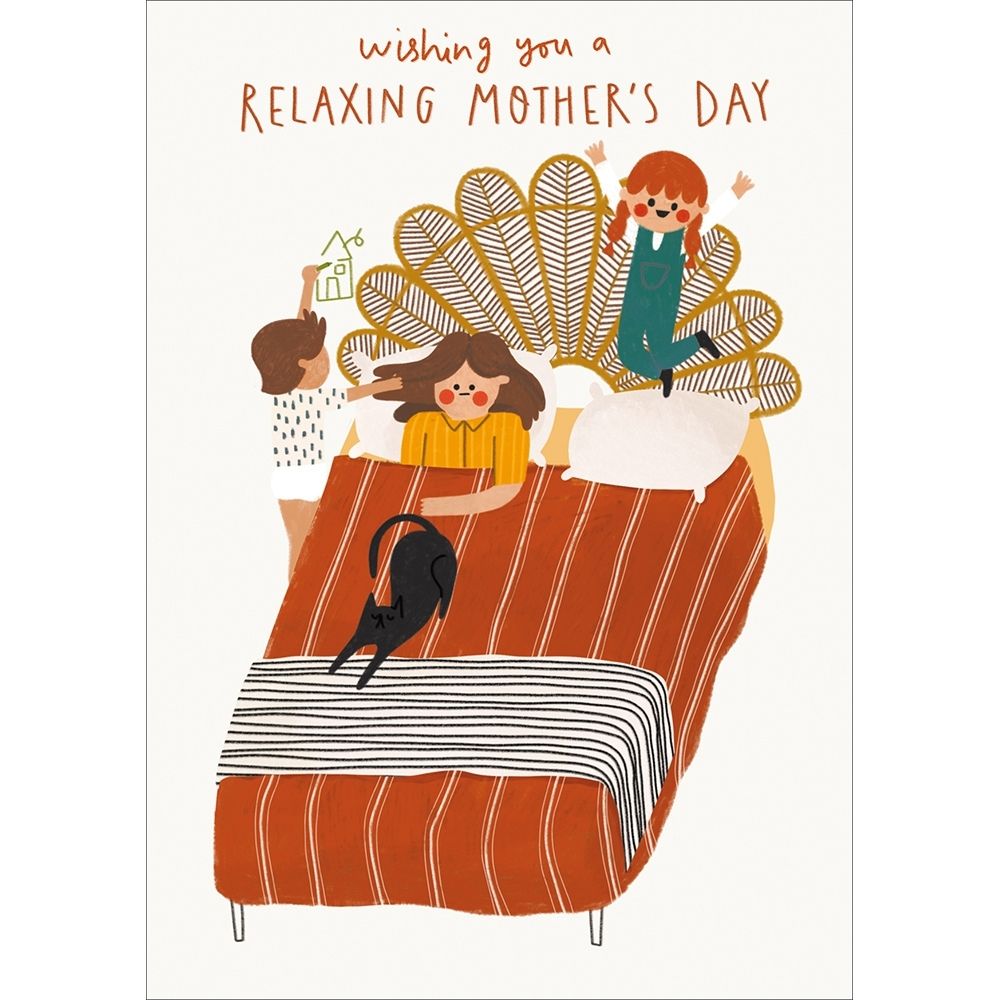 Woodmansterne Bed with the Cats Mother's Day Card