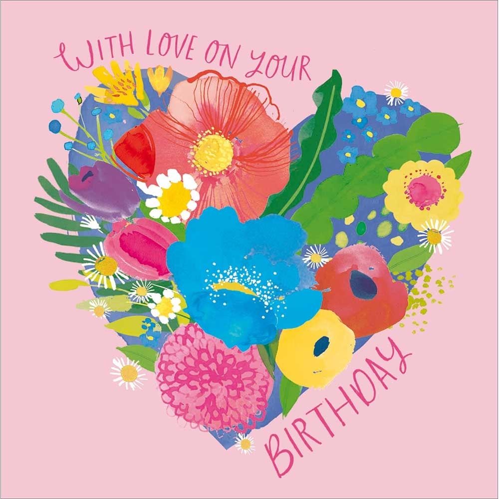 Woodmansterne Big Florals Heart Birthday Card