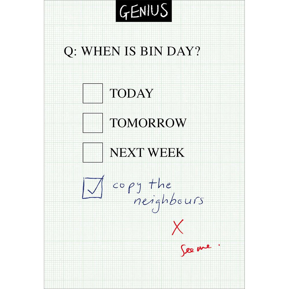 Woodmansterne Bin Day Funny Blank Card