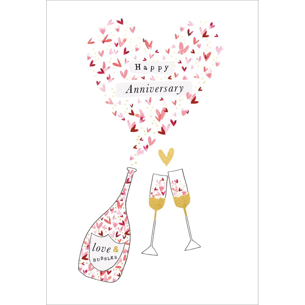 Woodmansterne Champagne Hearts Anniversary Card