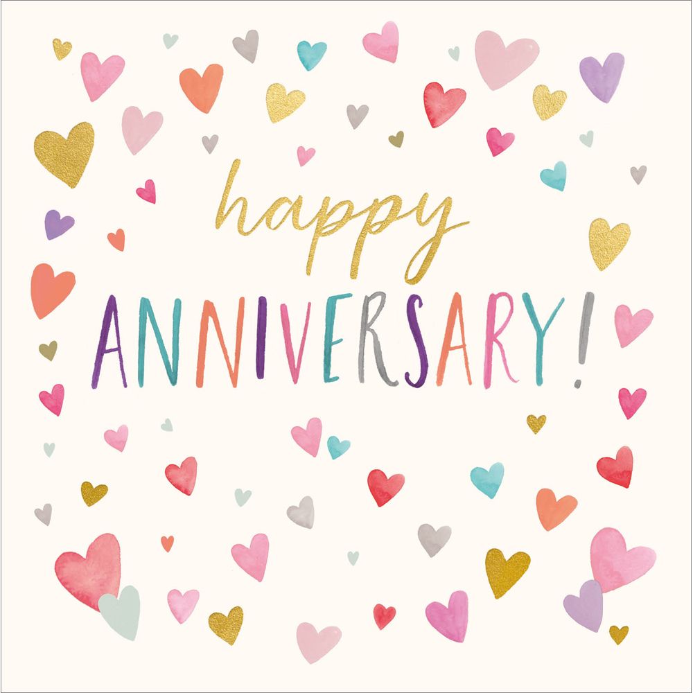 Woodmansterne Colourful Hearts Happy Anniversary Card