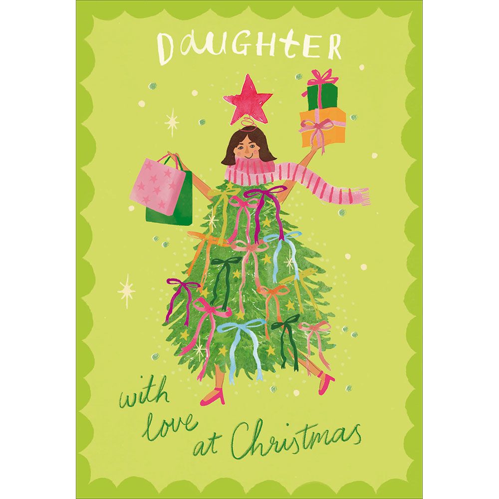 Woodmansterne Daughter Girl in Tree Dress Christmas Card