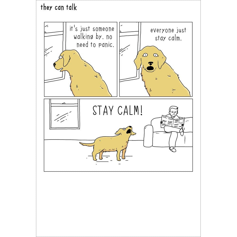 Woodmansterne Dog Stay Calm Funny Blank Card