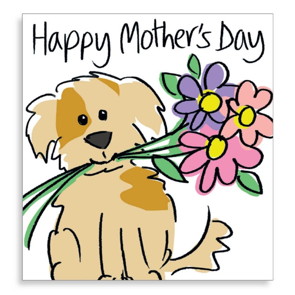 Woodmansterne Dog With Flowers Mother's Day Card